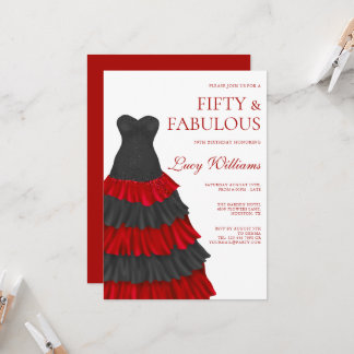 Elegantes Layered Dress, 50. & Fabulous Geburtstag Einladung