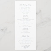 Elegantes Leaf Branch Dusty Blue Wedding Programm (Rückseite)
