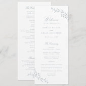 Elegantes Leaf Branch Dusty Blue Wedding Programm (Vorne/Hinten)