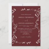 Elegantes Leaf Classic Hochzeitsempfang Einladung (Vorderseite)