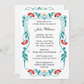 Elegantes Leaf Floral & Wirbel Brautparty Einladung (Vorne/Hinten)