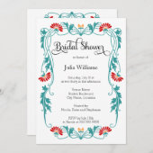 Elegantes Leaf Florals und Wirbel Brautparty Einladung (Vorne/Hinten)