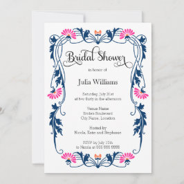 Elegantes Leaf Florals und Wirbel Brautparty Einladung