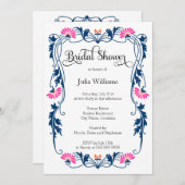 Elegantes Leaf Florals und Wirbel Brautparty Einladung (Vorne/Hinten)