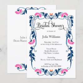 Elegantes Leaf Florals und Wirbel Brautparty Einladung
