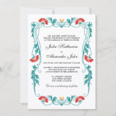 Elegantes Leaf Florals und Wirbel Einladung (Vorderseite)