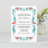 Elegantes Leaf Florals und Wirbel Einladung (Stehend Vorderseite)