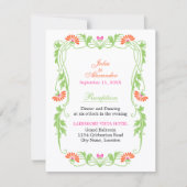 Elegantes Leaf Florals und Wirbel Empfang Cards Einladung (Vorderseite)
