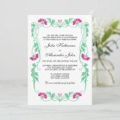 Elegantes Leaf Florals und Wirbel Hochzeiten Einladung (Stehend Vorderseite)