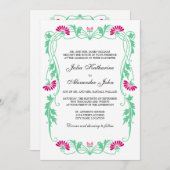Elegantes Leaf Florals und Wirbel Hochzeiten Einladung (Vorne/Hinten)