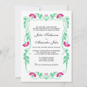 Elegantes Leaf Florals und Wirbel Hochzeiten Einladung