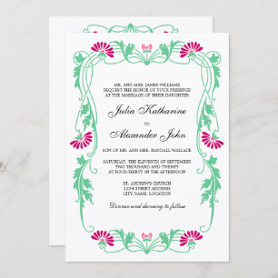 Elegantes Leaf Florals und Wirbel Hochzeiten Einladung