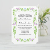 Elegantes Leaf Florals und Wirbel Hochzeitsfeier Einladung (Stehend Vorderseite)