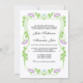 Elegantes Leaf Florals und Wirbel Hochzeitsfeier Einladung (Vorderseite)