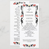 Elegantes Leaf Florals und Wirbel Hochzeitsprogram Programm (Vorne/Hinten)