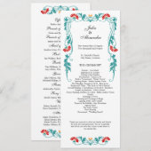 Elegantes Leaf Florals und Wirbel Hochzeitsprogram Programm (Vorne/Hinten)