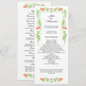 Elegantes Leaf Florals und Wirbel Hochzeitsprogram Programm (Vorne/Hinten)