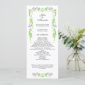 Elegantes Leaf Florals und Wirbel Hochzeitsprogram Programm (Stehend Vorderseite)