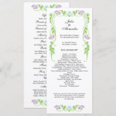 Elegantes Leaf Florals und Wirbel Hochzeitsprogram Programm (Vorne/Hinten)