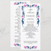 Elegantes Leaf Florals und Wirbel Hochzeitsprogram Programm (Vorne/Hinten)