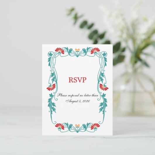 Elegantes Leaf Florals und Wirbel UAWG / Antwortka Einladung (Stehend Vorderseite)