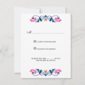 Elegantes Leaf Florals und Wirbel UAWG / Antwortka Einladung (Rückseite)