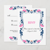 Elegantes Leaf Florals und Wirbel UAWG / Antwortka Einladung (Vorne/Hinten)