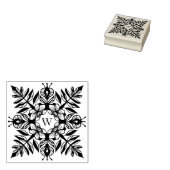 Elegantes Leaf Foliage Snowflake Muster Monogramm Gummistempel (Stempel)