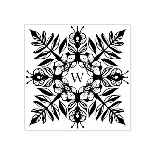 Elegantes Leaf Foliage Snowflake Muster Monogramm Gummistempel (Prägung)