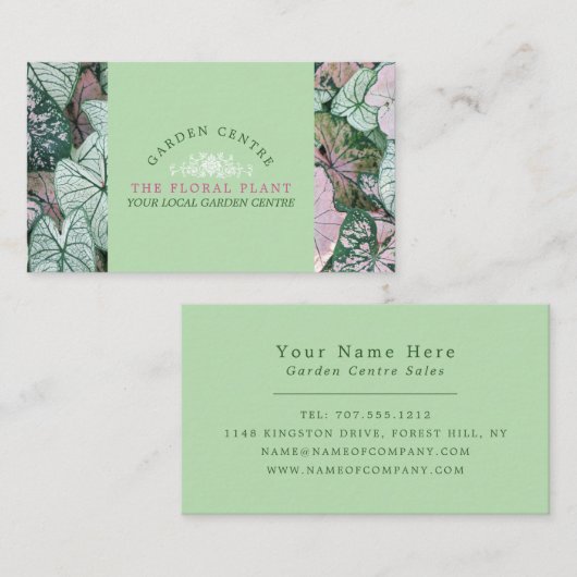 Elegantes Leaf, Gartenzentrum, Gartenbauer Visitenkarte (Vorne/Hinten)