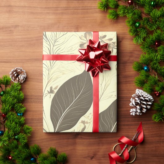 Elegantes Leaf Luxury Wrapping Paper Geschenkpapier (Feiertagsgeschenk)