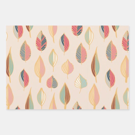 Elegantes Leaf-Muster Geschenkpapier Set (Vorderseite 3)