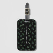 Elegantes Leaf Print Black mit Individuelle Name Gepäckanhänger (Vorderseite Vertikal)