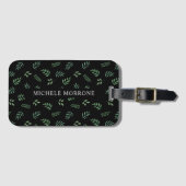 Elegantes Leaf Print Black mit Individuelle Name Gepäckanhänger (Vorderseite (Horizontal))