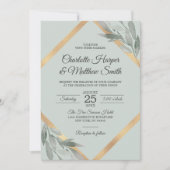 Elegantes Leaf Silver Dusty Sage Gold Hochzeit Einladung (Vorderseite)