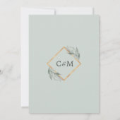 Elegantes Leaf Silver Dusty Sage Gold Hochzeit Einladung (Rückseite)