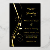 Elegantes Leaf Swirl Wedding Foil Einladung (Vorderseite)