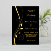 Elegantes Leaf Swirl Wedding Foil Einladung (Stehend vorne)