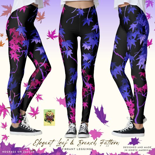Elegantes Leaf- und Branch-Muster Vibrannte Leggin Leggings