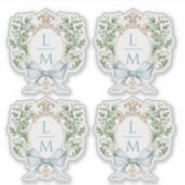 Elegantes Leaf-Wappen mit Bow | Monografische Hoch Aufkleber (Vorderseite)