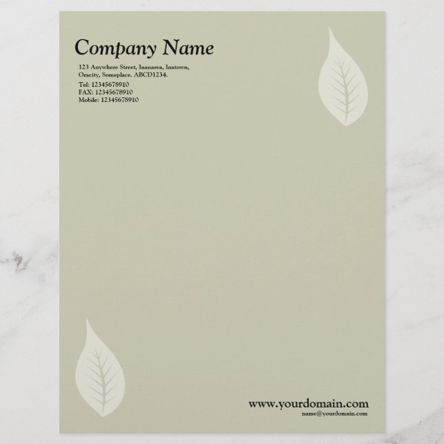 Elegantes Leaf - warme Beige Briefbogen (Vorderseite)