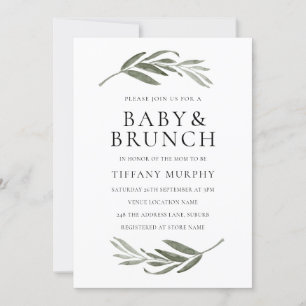 Elegantes Leaf Wreath Baby Shower Brunch Einladung