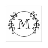 Elegantes Leaf-Wreath-Rahmen #2 Initial Monogram Permastempel (Design)