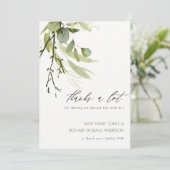 ELEGANTES LEAFEN GREEN FOLIAGE WATERCOLOR WEDD DANKESKARTE (Stehend Vorderseite)