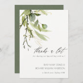 ELEGANTES LEAFEN GREEN FOLIAGE WATERCOLOR WEDD DANKESKARTE (Vorne/Hinten)