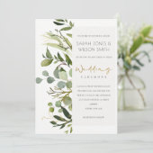 ELEGANTES LEAFEN GREEN FOLIAGE WATERCOLOR WEDD EINLADUNG (Stehend Vorderseite)
