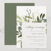 ELEGANTES LEAFEN GREEN FOLIAGE WATERCOLOR WEDD EINLADUNG (Vorne/Hinten)