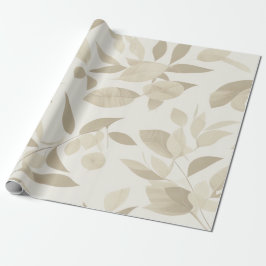 Elegantes Leafy Haven: Weiß und Beige Tapeten Geschenkpapier