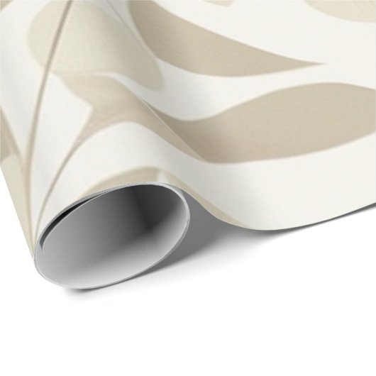 Elegantes Leafy Haven: Weiß und Beige Tapeten Geschenkpapier (Rolleneckpunkt)