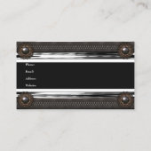 Elegantes Leather Brown Metal Silver Visitenkarte (Rückseite)